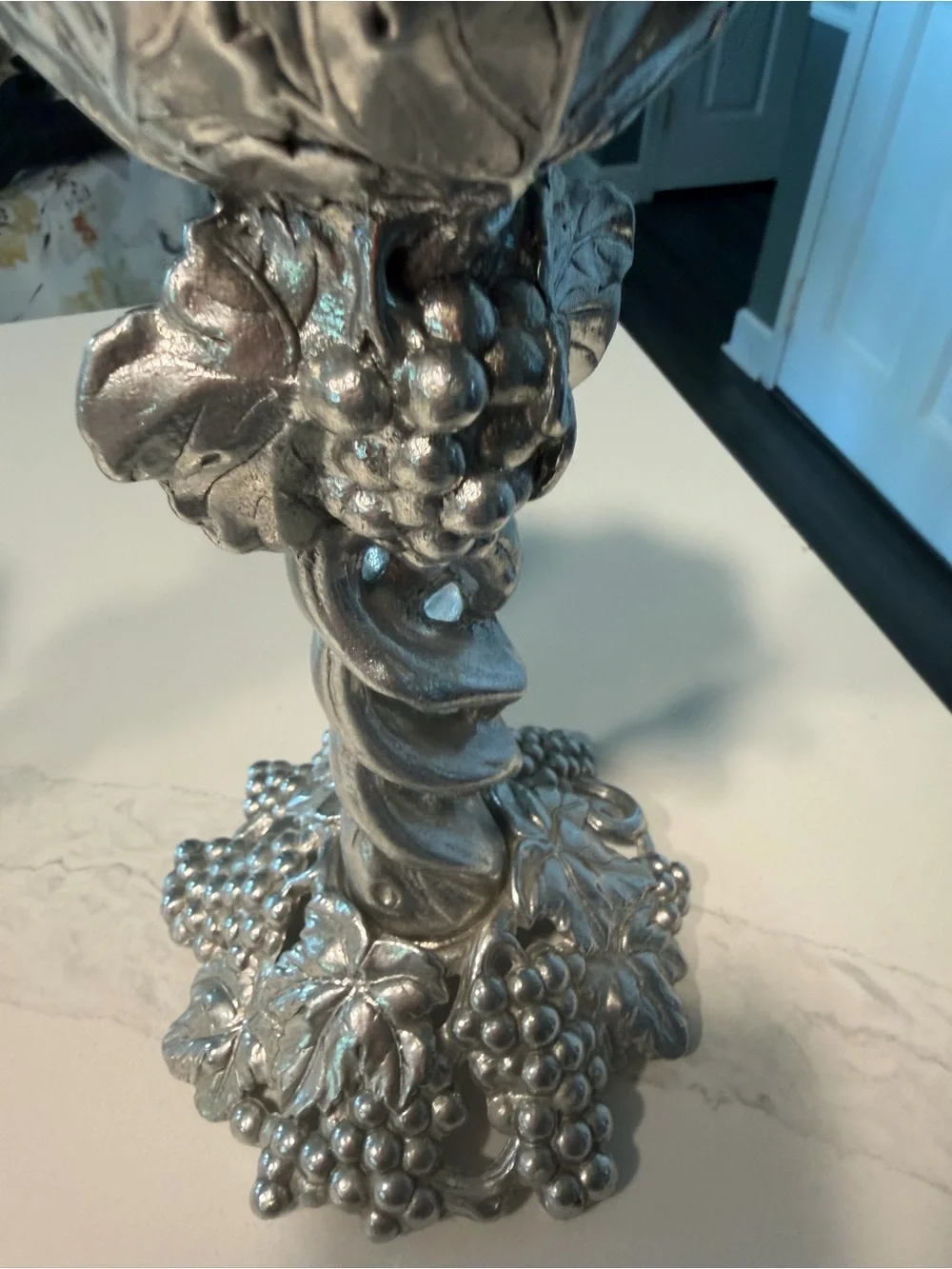Arthur Court Silver Grape Motif Candle Holders with Grape Butter Dish